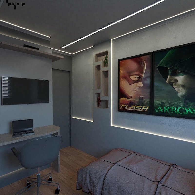 quarto decorado herois flash arrow
